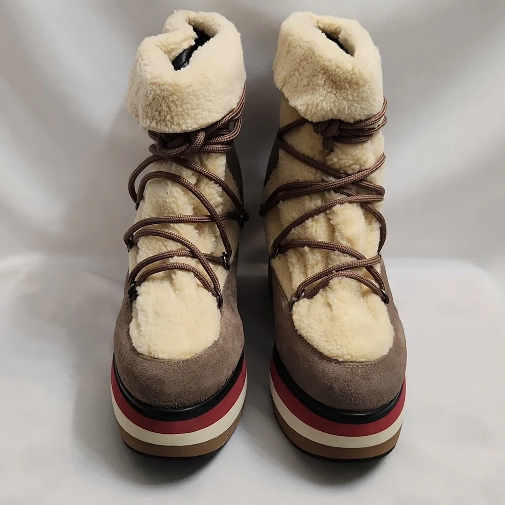 Paloma Barceló Kiran Suede Platform Genuine Shearling Lining Booties (W Size 40) - Picture 7 of 15